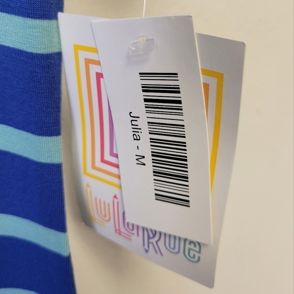 Lularoe Julia Striped Midi dress blue M - Picture 5 of 7